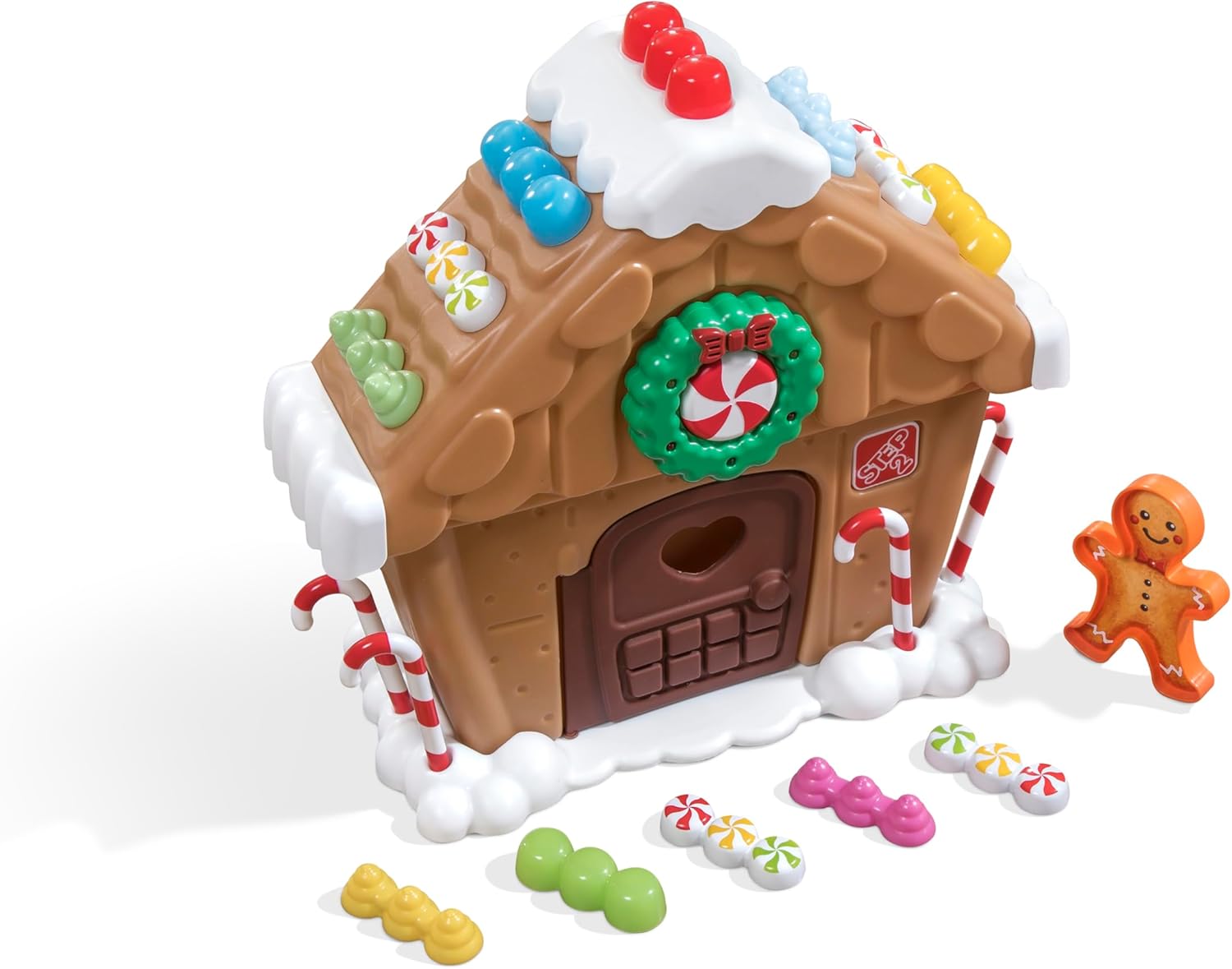 Step2 My First Gingerbread House, Kids Interactive Christmas Holiday Toy, Lights Up and Plays Music, Includes 20 Accessories, For Toddlers 1  Years Old